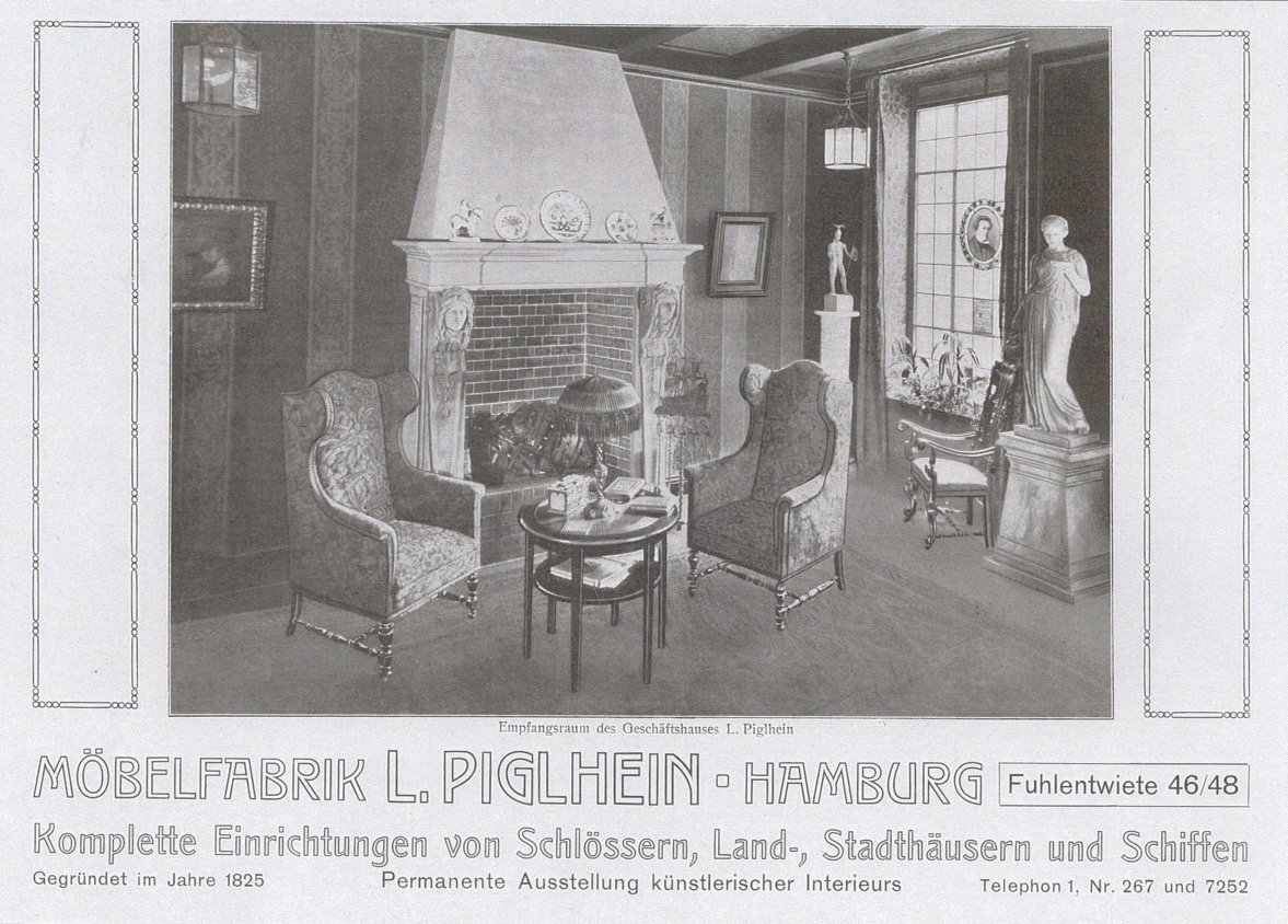 Empfangsraum des geschäftshauses L. Piglhein an der Fuhlentwiete 46/48 in Hamburg